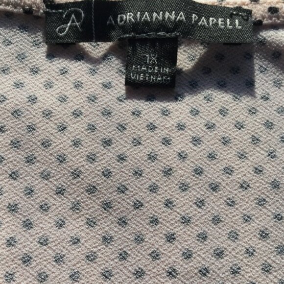 Adrianna Papell Women Plus Size 1X Knit Pullover Blouse Pink / Black polka dots - Picture 7 of 8